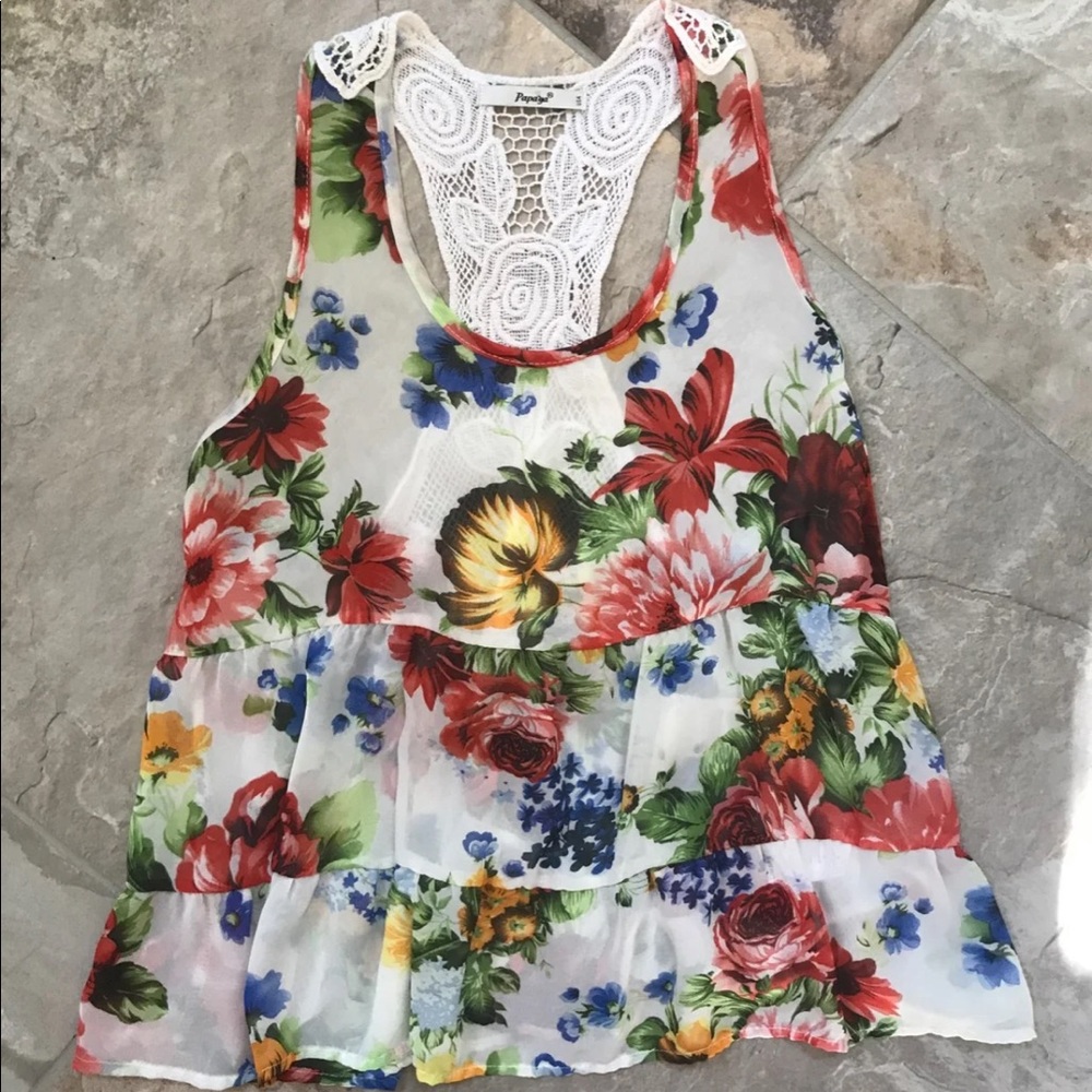 Floral Ruffle Tank Top